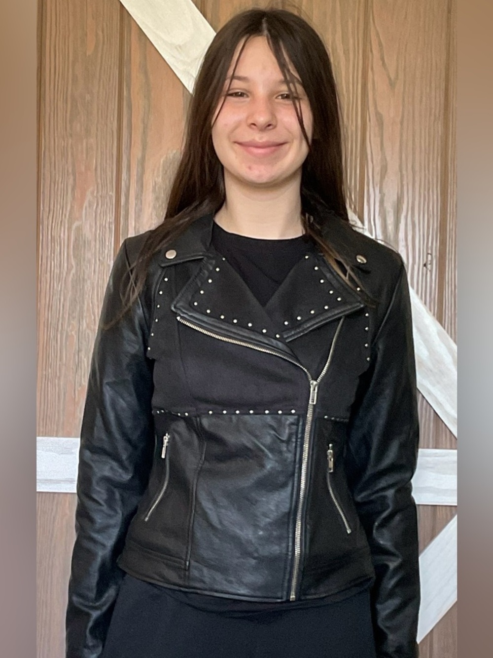 JustFab Black Studded Faux Leather Moto Jacket - Picture 5 of 7
